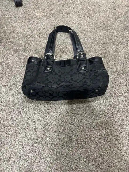 Coach Soho Large Signature Pleated Tote Black Canvas and Leather F13742 - Picture 3 of 12